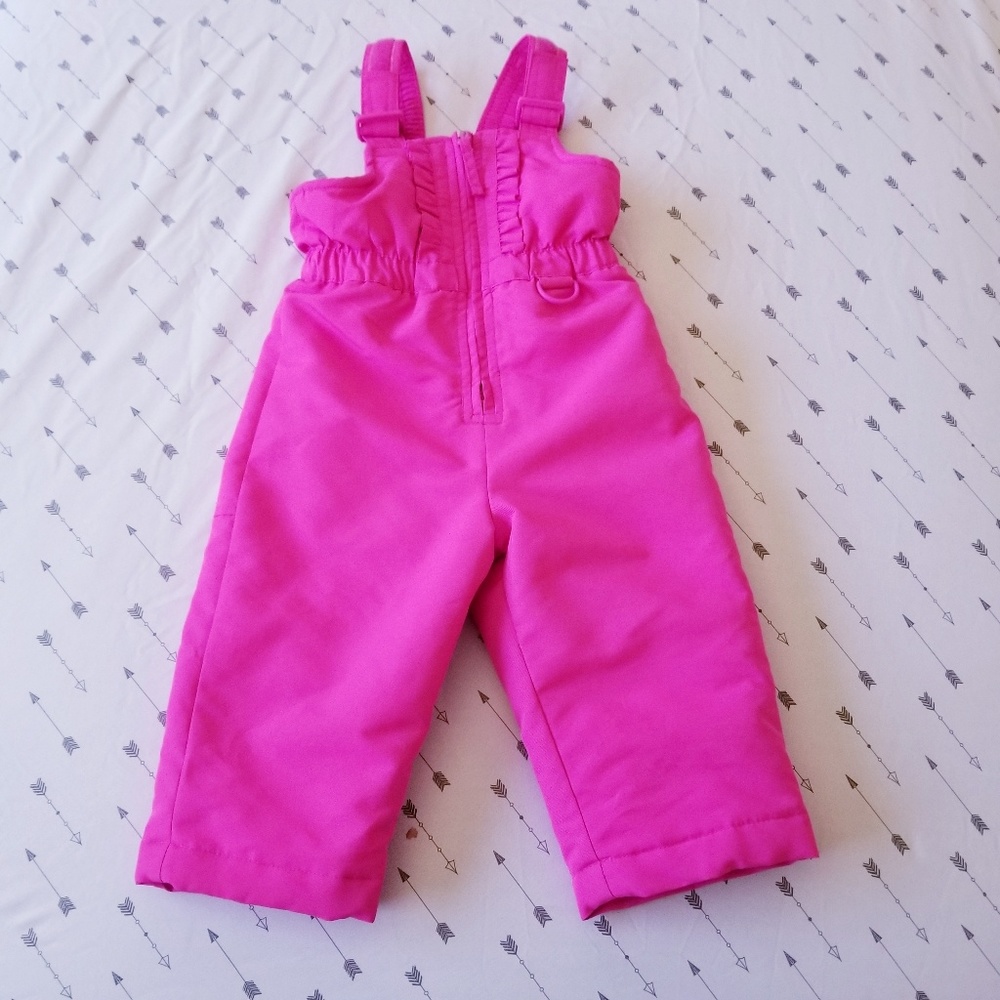 Wonder Kids Girl 18 month Pink Snow overalls